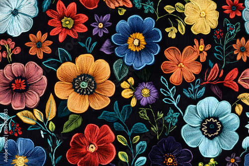 Wallpaper Mural Seamless embroidery floral pattern, ideal for modern textile designs Torontodigital.ca