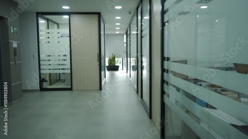 empty office hallway view
