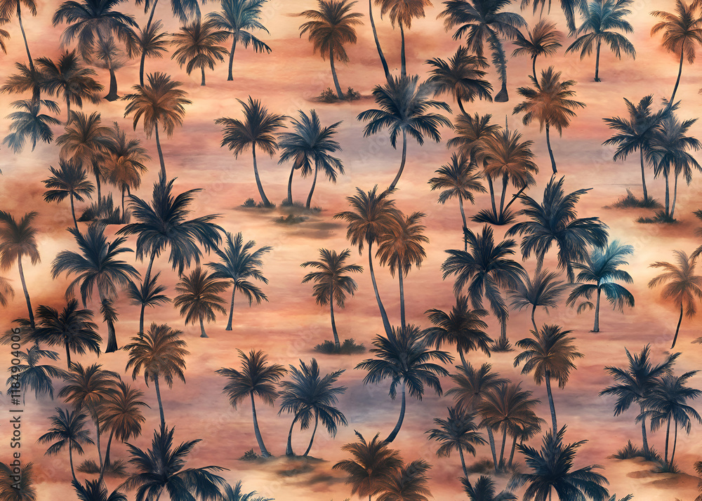 Tropical palm trees pattern. sunset hues. Tropical palm trees pattern. sunset hues.