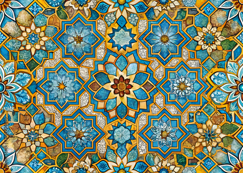 Intricate floral mosaic pattern design.