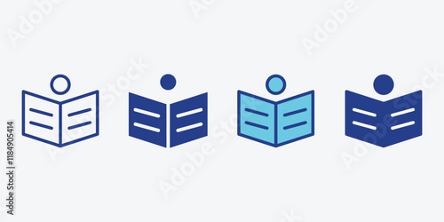 Book open reader icon vector. Book open reader icon Thin line art isolated. Book Icon. Person reading a book icon.