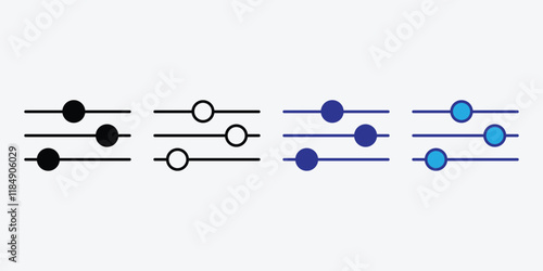 Settings sliders thin liner icon Vector. Settings icon Vector. Sound mixer icon. Control Volume Icon.