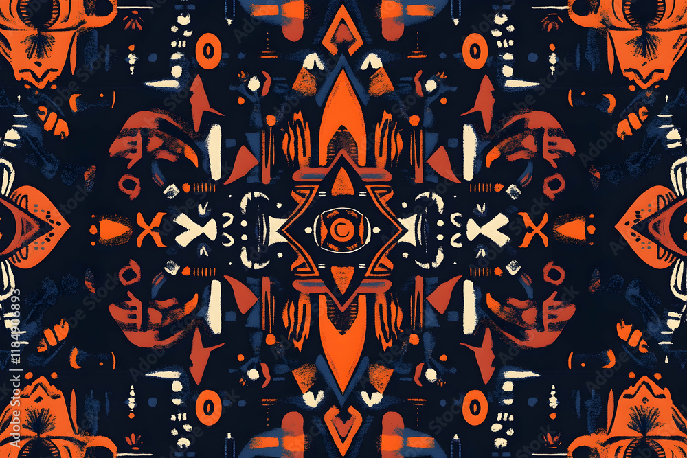 Obraz premium Seamless pattern combining cultural fusion designs with motifs, patterns, and symbols from different traditions