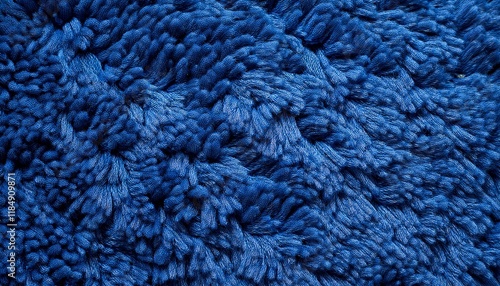 close up view of monochrome blue carpet texture background for interior indoor decoration top view of navy fluffy carpet for modern style decoration terry cloth texture photo