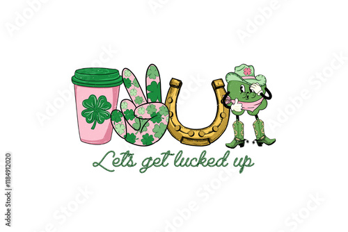 Let get Lucked up, Western Patrick's day Sublimation t Shirt Design photo