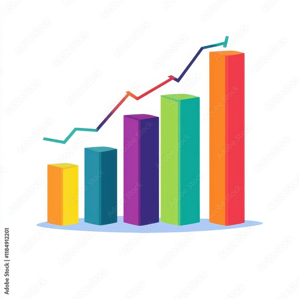 Colorful bar graph representing growth and positive trends in data analysis. Colorful bar graph representing growth and positive trends in data analysis.