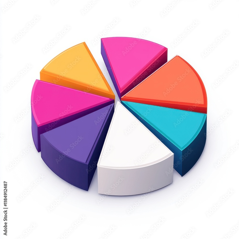 Obraz premium Colorful pie chart representing data distribution in a bright and modern design.