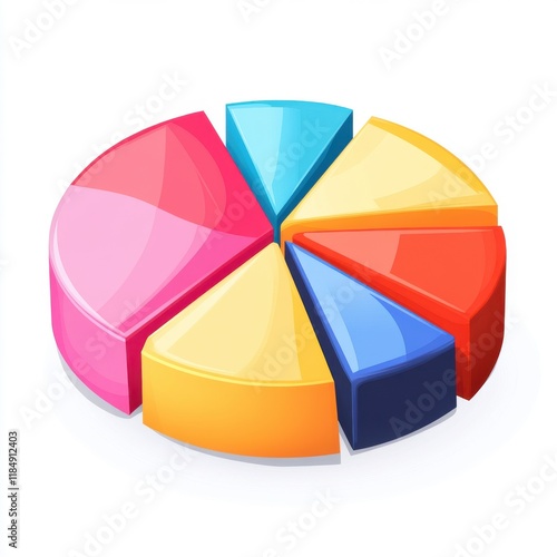 Colorful pie chart illustrating data distribution in vibrant shades. photo