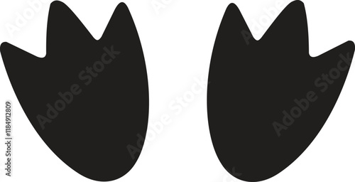 Penguin footprint icon set. Set of Penguin Footprint Silhouette, Animal Icons, Penguin Feets. Vector illustration
