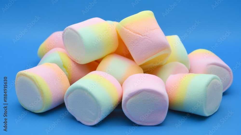 Rainbow Marshmallows: A Delightful Close-up of Pastel-Colored Treats Rainbow Marshmallows: A Delightful Close-up of Pastel-Colored Treats