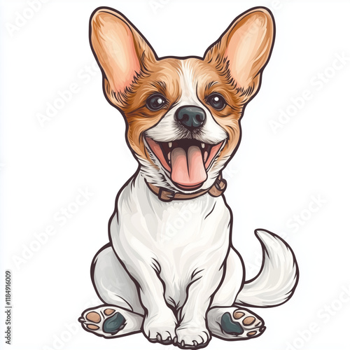 A charming vector design of a happy dog with a joyful expression, drawn with minimal details and solid colors, perfect for logos, children’s books, and pet-related products.