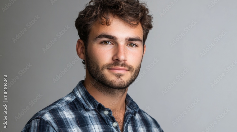 Portrait of a Young Man with a Beard, Serious Expression Portrait of a Young Man with a Beard, Serious Expression