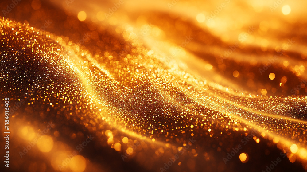 Golden shimmering waves captured in a mesmerizing display of light and texture