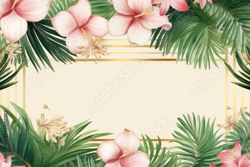 A pink card with a floral frame.