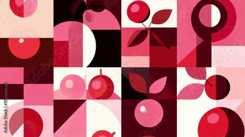 Geometric cranberry patterns in pink, vibrant and creative High quality illustration --chaos 10 --ar 16:9 --style raw --stylize 10 --v 6.1 Job ID: 0604c0dc-6f47-463a-af39-d70d1a0d0793