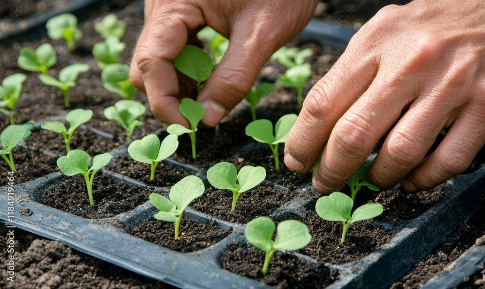 Hands Planting Seedling in Garden for Sustainable Living Hands Planting Seedling in Garden for Sustainable Living