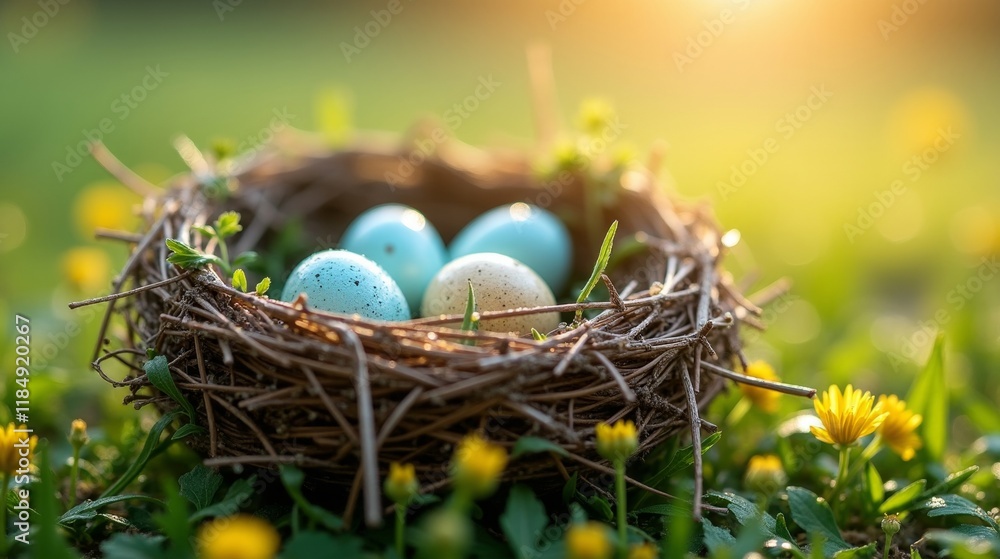 Obraz premium A collection of festive Easter scenes showcasing decorated eggs, spring flowers, family traditions, and colorful settings full of joy and warmth.