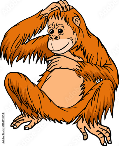 orang utan orange vector illustration isolated on white background photo