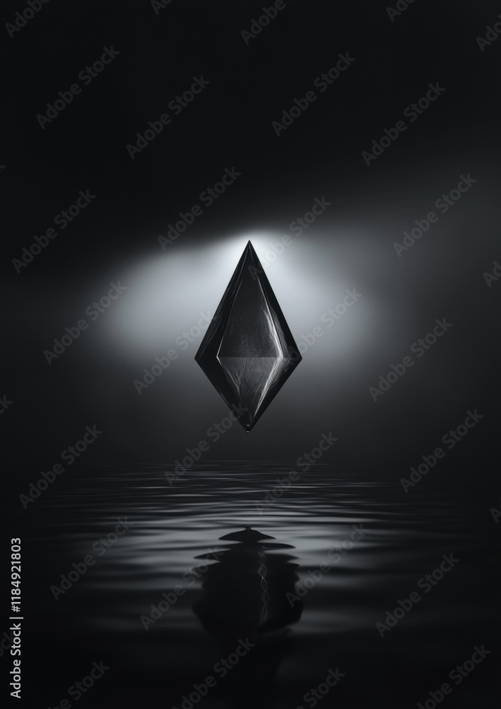 Fototapeta premium A black diamond is floating in the water