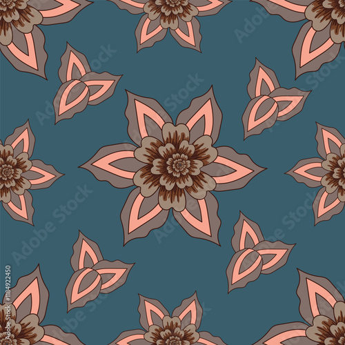 Wallpaper in the style of Baroque. Seamless vector background. Set of colored floral ornament. Graphic pattern for fabric, wallpaper, packaging