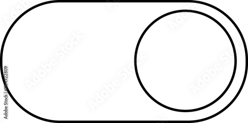 On toggle switch button line icon. Switch button ON isolated on transparent background. Power on and slider switch icon. Modern web and mobile app switch button interface element. Black, white button.