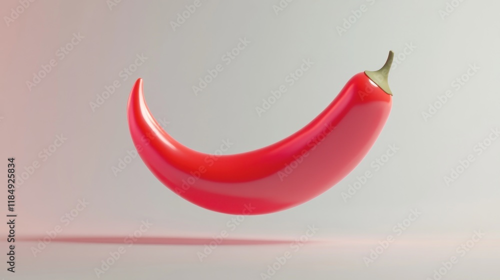Single red chili pepper floating on a white background. Single red chili pepper floating on a white background.