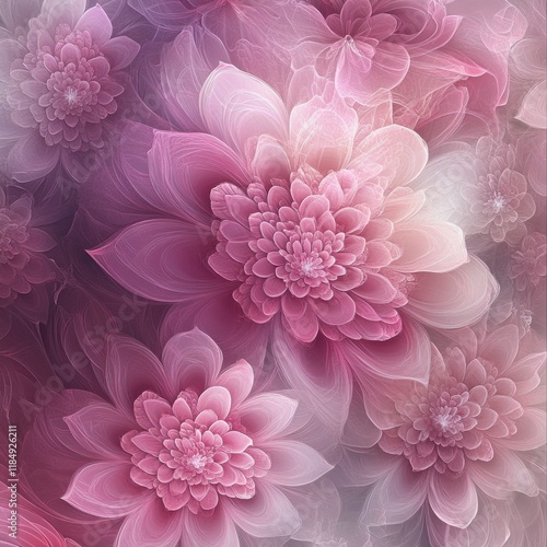 Layered fractal flowers blooming in shades of pink, delicate and captivating --v 6.1 Job ID: b88a0b8b-63cd-41bf-a46b-6ce2823b13a1