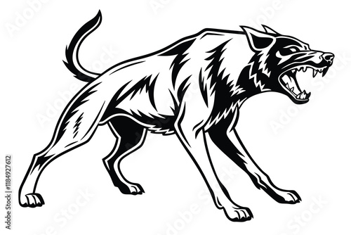  a fierce black and white fighting dog vector