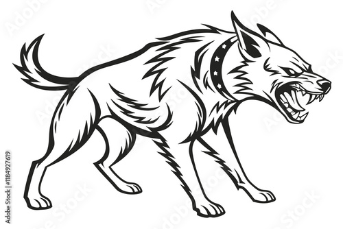  a fierce black and white fighting dog 