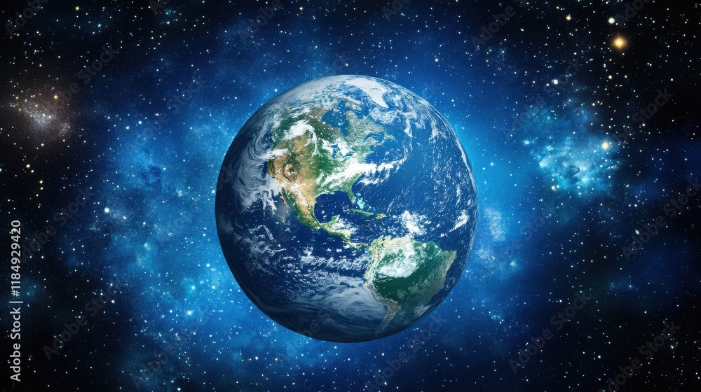 A stunning view of Earth from space, showcasing vibrant blues and greens against a starry backdrop. A stunning view of Earth from space, showcasing vibrant blues and greens against a starry backdrop.