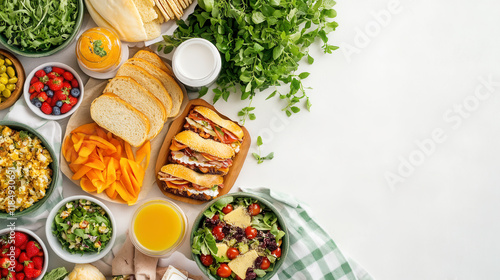 Wallpaper Mural Vibrant picnic spread with fresh salads, sandwiches, and juices for outdoor gatherings Torontodigital.ca