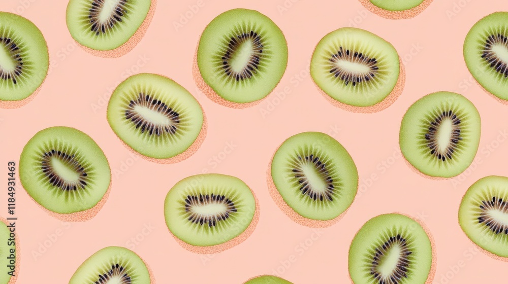 Fototapeta premium A Delightful Display of Kiwi Slices: A Vibrant and Fresh Fruit Pattern for a Healthy Lifestyle