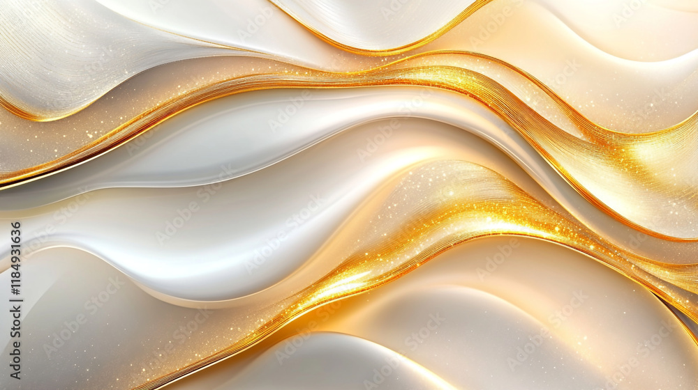 Obraz premium Elegant golden and silver wave design creating a luxurious and modern abstract background