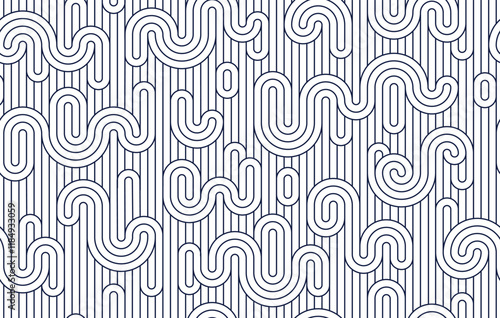 Linear seamless pattern, vector stripy geometric abstract background, tiling art runny dynamic lines, funky endless retro wallpaper.
