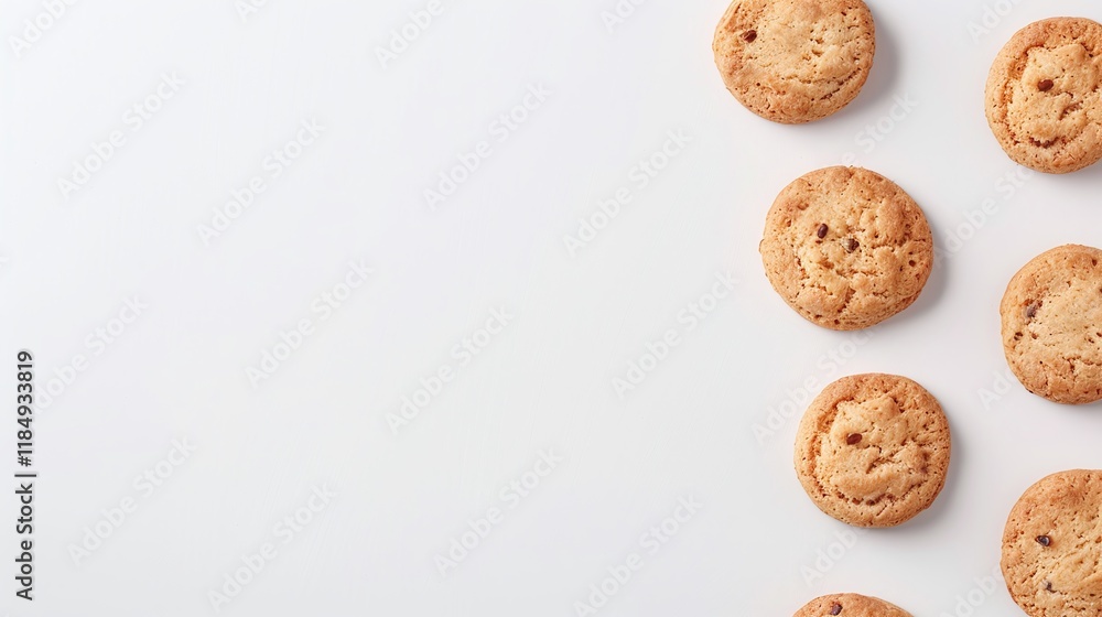 Cookies on white background, small round biscuits pattern, fresh baked treats flat lay, copy space minimalist food
Cookies on white background, small round biscuits pattern, fresh baked treats flat lay, copy space minimalist food
