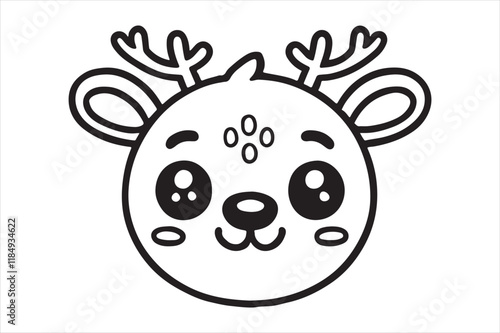 Cute cartoon reindeer face line art