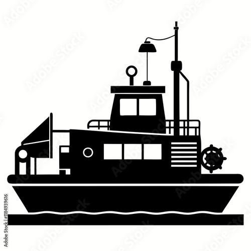 Suction Dredger Silhouette Vector