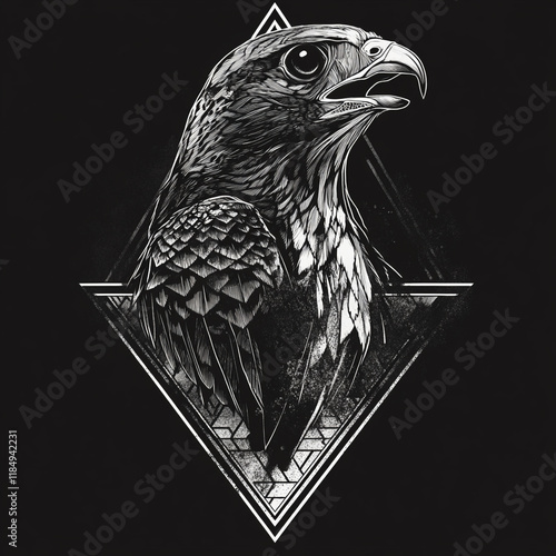 Geometric Falcon black and white illustration photo