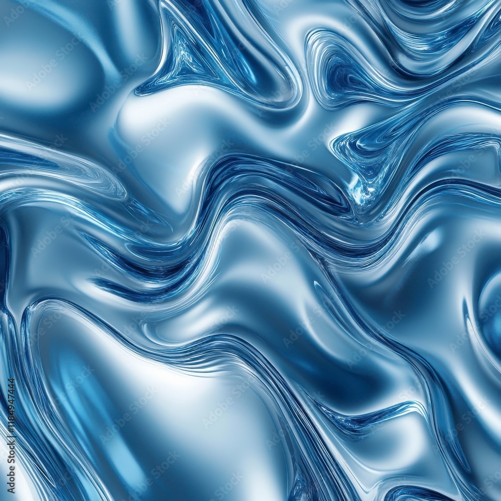 Fototapeta premium Rippled mirror-like surfaces with soft gradients of blue, fluid and elegant --v 6.1 Job ID: a557c707-910d-4272-9627-de189652f1b6