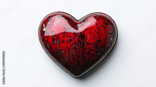 Decorative heart-shaped object with a glossy finish and textured surface