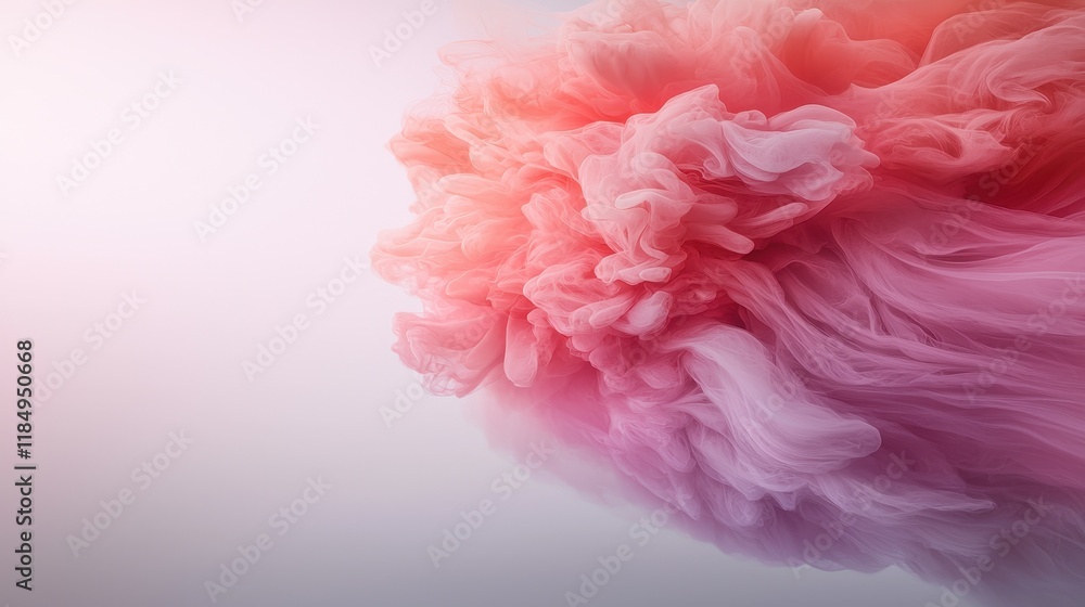 A pink and white cloud of smoke on a gray background A pink and white cloud of smoke on a gray background