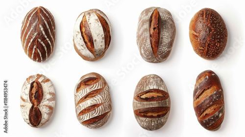 Wallpaper Mural collection of different breads isolated on white Torontodigital.ca