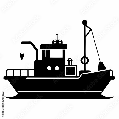 Minimalist Suction Dredger Silhouette Vector