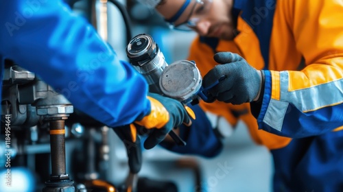 Inspectors monitoring fuel systems for safety compliance during aircraft maintenance