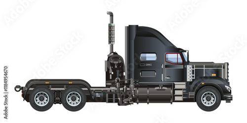 Semi trailer truck head american heavy industries 3D vector Illustration