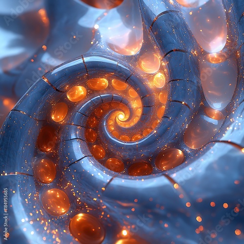 Ethereal 3d artwork featuring spiral golden light photos photo