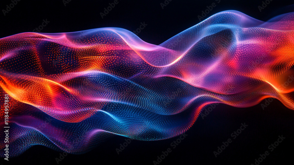Naklejka premium Colorful abstract waves of light in vibrant hues flowing across a dark background