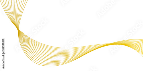 Flowing wave pattern golden color smooth curve shape isolated on transparent background. Vector in the concept of technology, science, music, modernity.