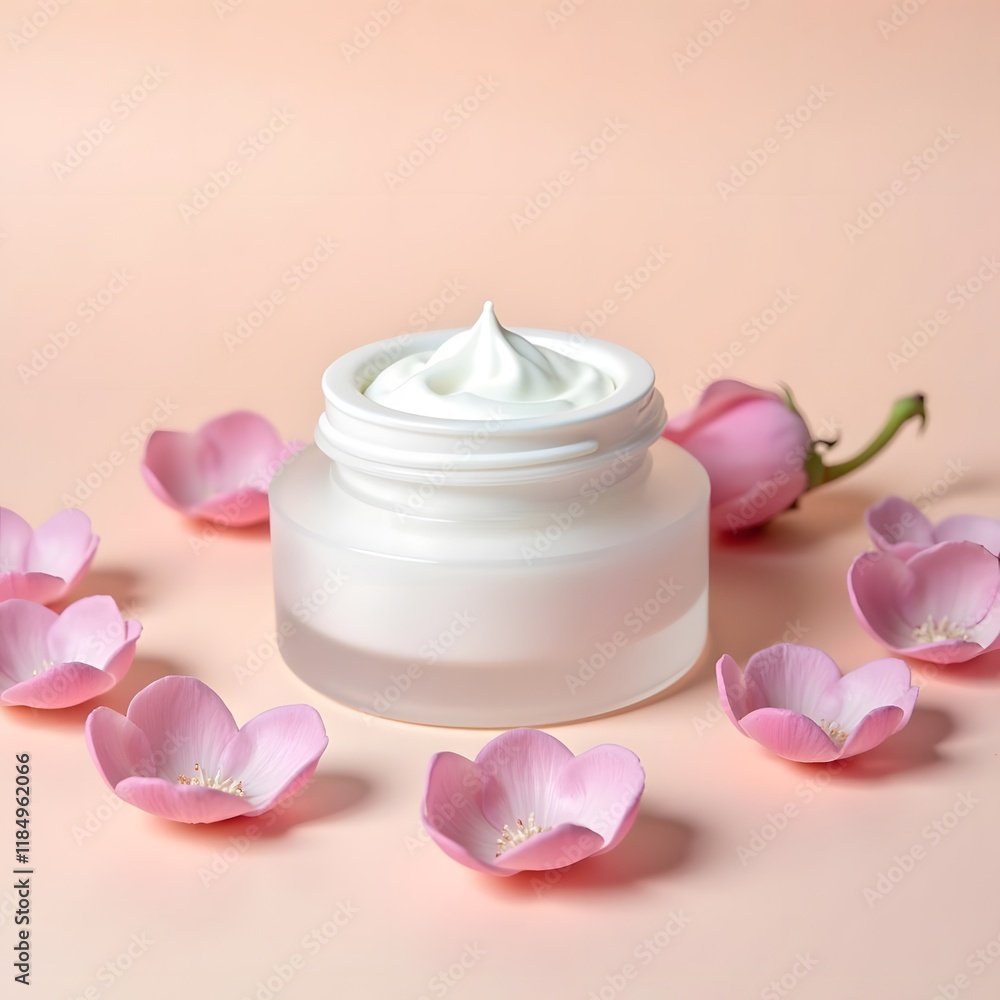 Rose Petal Infused Elegance Luxury White Skincare Cream Jar Rose Petal Infused Elegance Luxury White Skincare Cream Jar