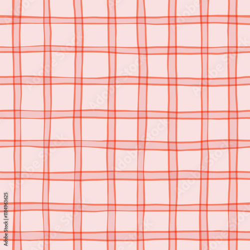 Pink tartan girly pattern, seamless plaid print, checkered cute spring paint brush strokes. Gingham texture for textile: shirts, tablecloths, clothes